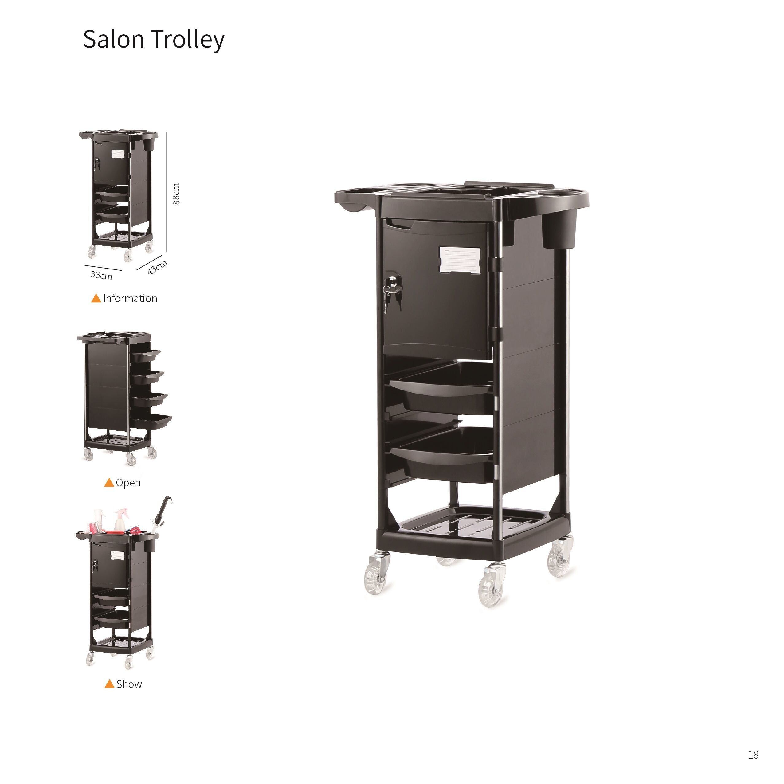 Lockable Multifunction Drawer Beauty Trolley Cart 1 locked draw salon trolley