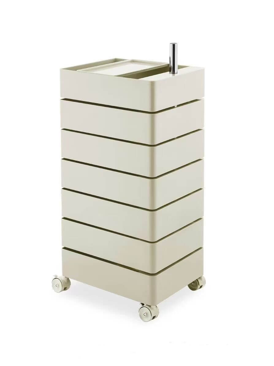 360° Rotating ABS Salon Trolley Cart with Swivel Drawers 3 Trolley-20white