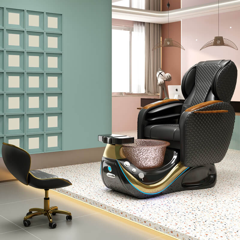 Luxury Shiatsu Massage Pedicure Chair with Rose Gold Glass Bowl & UV-Shielded Base 3 Luxury Shiatsu Massage Pedicure Chair with Rose Gold Glass Bowl & UV-Shielded Base - 图片 3