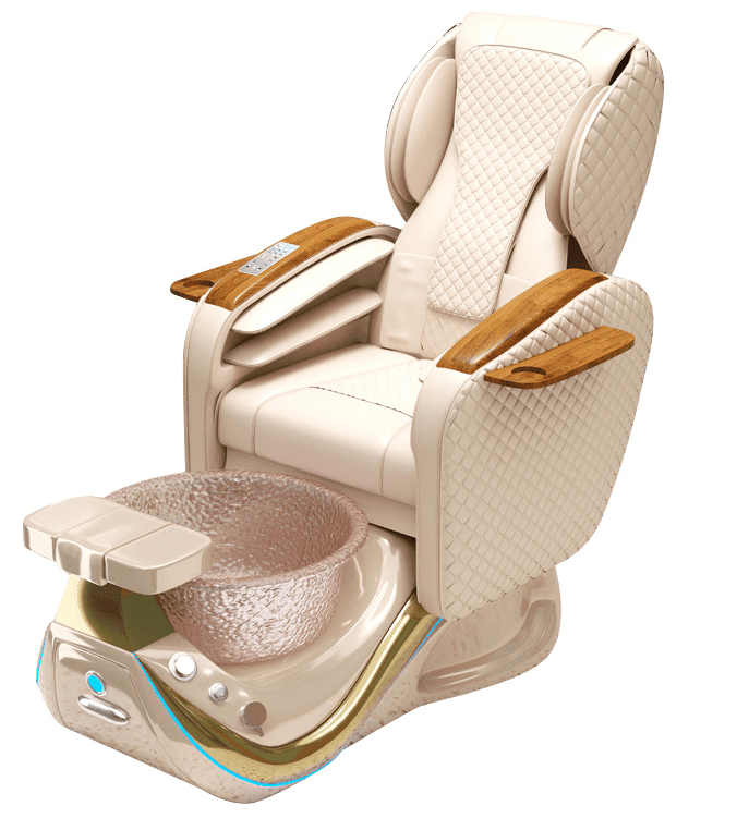 Luxury Shiatsu Massage Pedicure Chair with Rose Gold Glass Bowl & UV-Shielded Base 1 34002