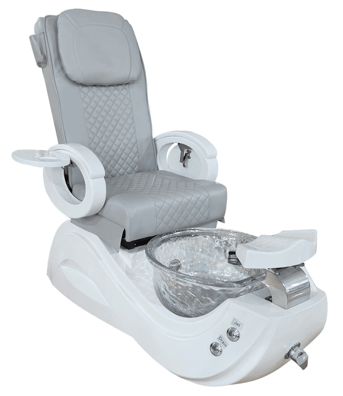 Ergonomic Grey Pedicure Chair with Iridescent Crystal Bowl & Wave LED Base 1 34004