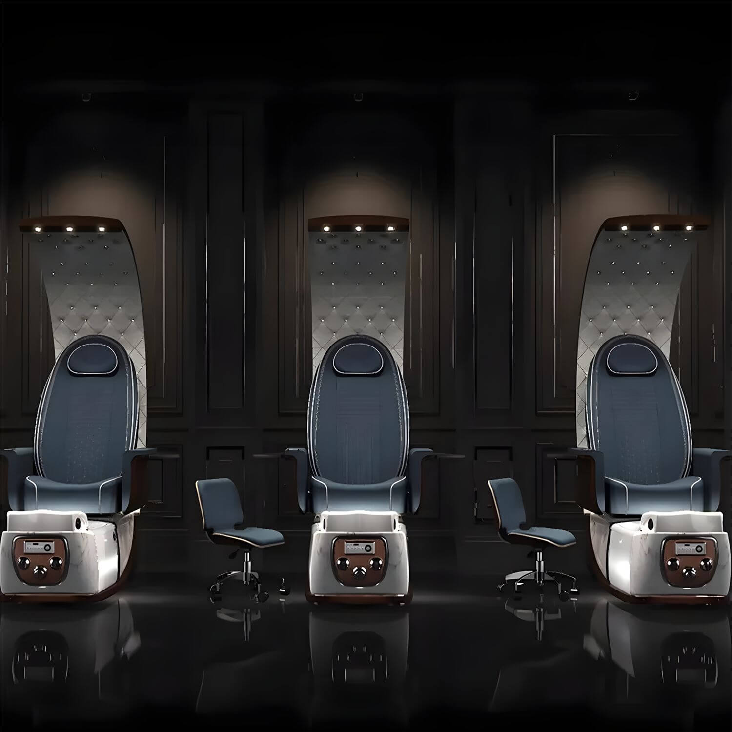 Royal Crescent Canopy Pedicure Throne with Luxury Marble Base & Technicians Stool 2 34006-1 pedicure chair