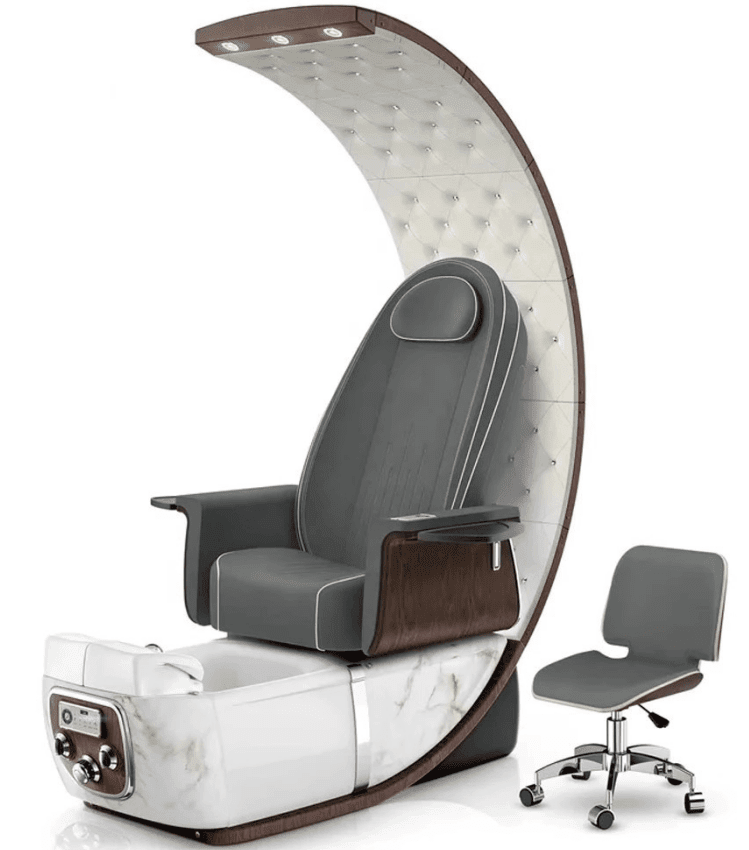 Royal Crescent Canopy Pedicure Throne with Luxury Marble Base & Technicians Stool 1 Royal Crescent Canopy Pedicure Throne with Luxury Marble Base & Technicians Stool